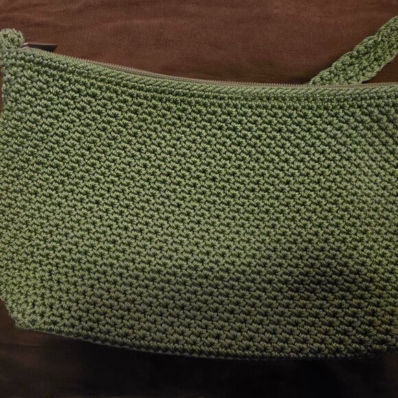 THE SAK Original Women's crochet Purse Handbag Green Floral Like New! - Picture 3 of 8